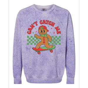 CanT Catch Me Retro Christmas Gingerbread Boy Xmas Colorblast Crewneck Sweatshirt