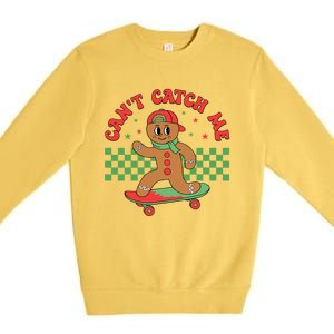 CanT Catch Me Retro Christmas Gingerbread Boy Xmas Premium Crewneck Sweatshirt