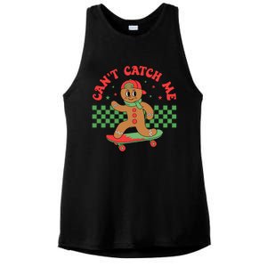 CanT Catch Me Retro Christmas Gingerbread Boy Xmas Ladies PosiCharge Tri-Blend Wicking Tank