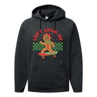 CanT Catch Me Retro Christmas Gingerbread Boy Xmas Performance Fleece Hoodie