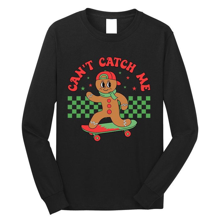 CanT Catch Me Retro Christmas Gingerbread Boy Xmas Long Sleeve Shirt