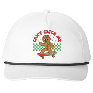 CanT Catch Me Retro Christmas Gingerbread Boy Xmas Snapback Five-Panel Rope Hat