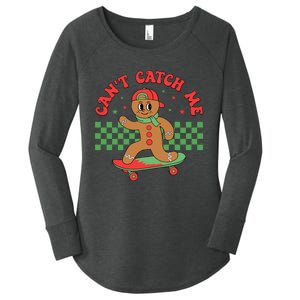 CanT Catch Me Retro Christmas Gingerbread Boy Xmas Women's Perfect Tri Tunic Long Sleeve Shirt