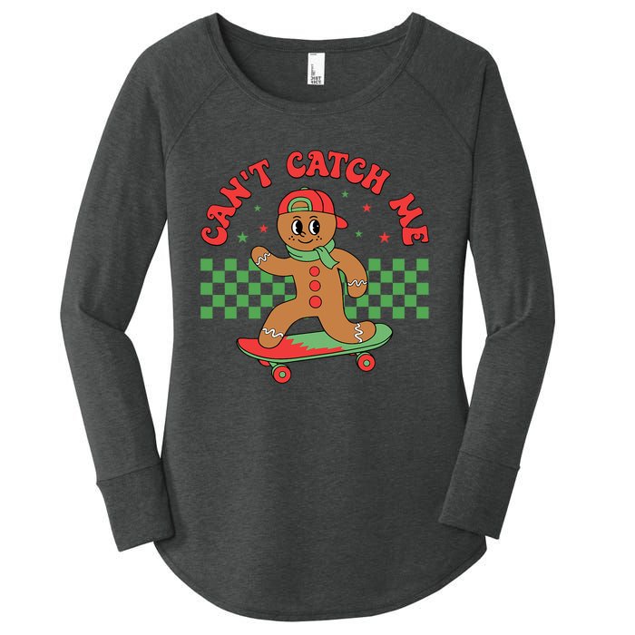 CanT Catch Me Retro Christmas Gingerbread Boy Xmas Women's Perfect Tri Tunic Long Sleeve Shirt