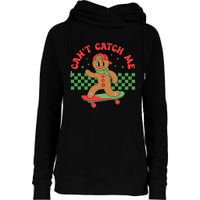 CanT Catch Me Retro Christmas Gingerbread Boy Xmas Womens Funnel Neck Pullover Hood