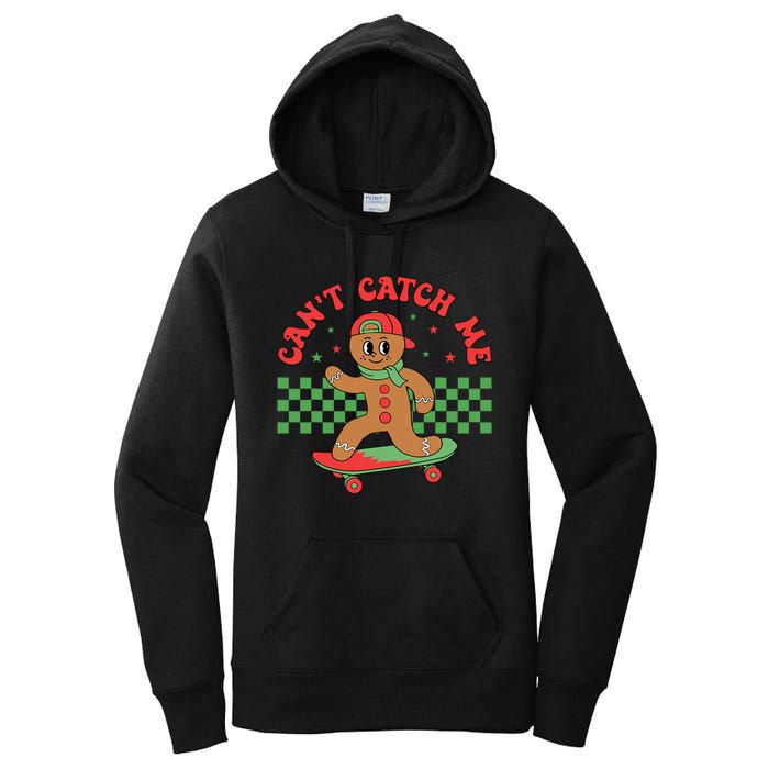 CanT Catch Me Retro Christmas Gingerbread Boy Xmas Women's Pullover Hoodie