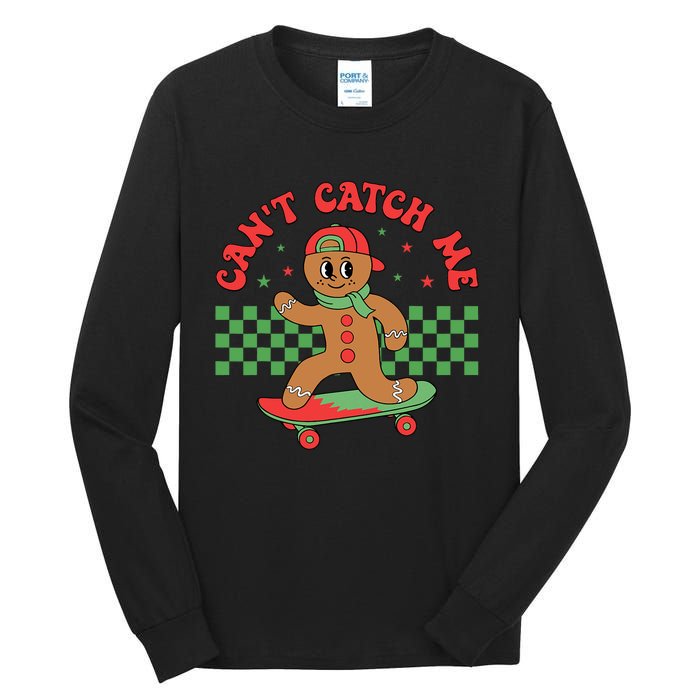 CanT Catch Me Retro Christmas Gingerbread Boy Xmas Tall Long Sleeve T-Shirt