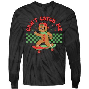 CanT Catch Me Retro Christmas Gingerbread Boy Xmas Tie-Dye Long Sleeve Shirt