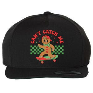 CanT Catch Me Retro Christmas Gingerbread Boy Xmas Wool Snapback Cap