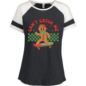 CanT Catch Me Retro Christmas Gingerbread Boy Xmas Enza Ladies Jersey Colorblock Tee