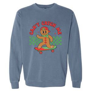 CanT Catch Me Retro Christmas Gingerbread Boy Xmas Garment-Dyed Sweatshirt