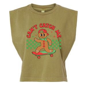 CanT Catch Me Retro Christmas Gingerbread Boy Xmas Garment-Dyed Women's Muscle Tee