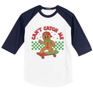 CanT Catch Me Retro Christmas Gingerbread Boy Xmas Baseball Sleeve Shirt