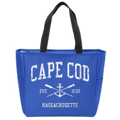 Cape Cod Ma Vintage Crossed Oars & Boat Anchor Sports Zip Tote Bag