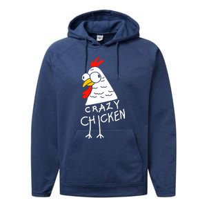 Crazy Chicken Meme Performance Fleece Hoodie