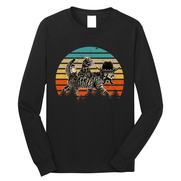 Cowboy Cat Meowdy Funny Cute Vintage Cat Long Sleeve Shirt