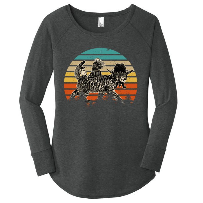 Cowboy Cat Meowdy Funny Cute Vintage Cat Women's Perfect Tri Tunic Long Sleeve Shirt