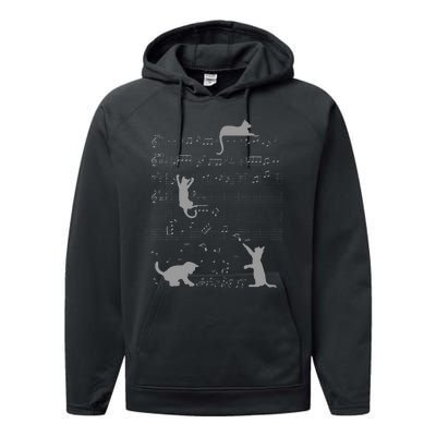 Cute Cats Music Notes Grey Musician Art Performance Fleece Hoodie