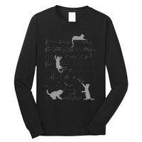 Cute Cats Music Notes Grey Musician Art Long Sleeve Shirt