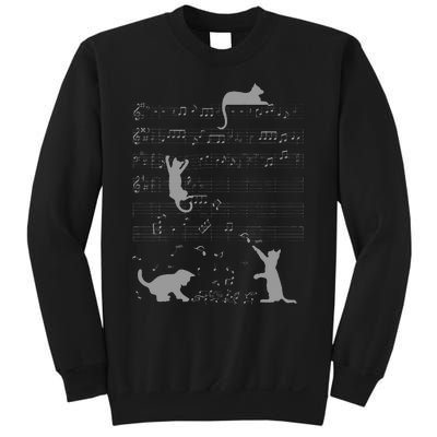 Cute Cats Music Notes Grey Musician Art Sweatshirt