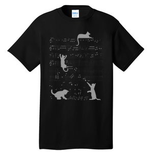 Cute Cats Music Notes Grey Musician Art Tall T-Shirt