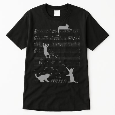 Cute Cats Music Notes Grey Musician Art Tall T-Shirt