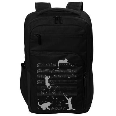 Cute Cats Music Notes Grey Musician Art Impact Tech Backpack