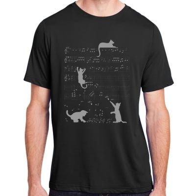 Cute Cats Music Notes Grey Musician Art Adult ChromaSoft Performance T-Shirt