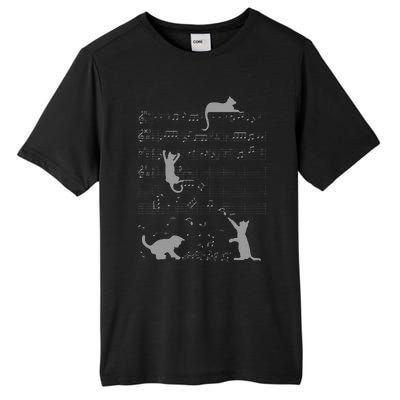 Cute Cats Music Notes Grey Musician Art Tall Fusion ChromaSoft Performance T-Shirt