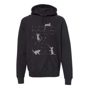 Cute Cats Music Notes Grey Musician Art Premium Hoodie