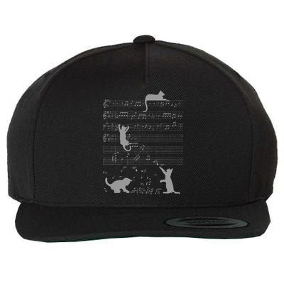 Cute Cats Music Notes Grey Musician Art Wool Snapback Cap
