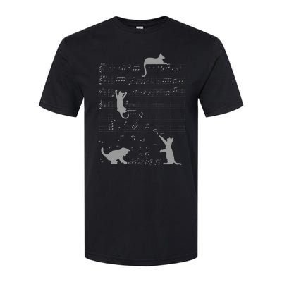 Cute Cats Music Notes Grey Musician Art Softstyle CVC T-Shirt