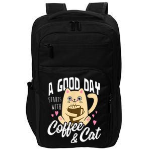 Cat & Coffee Mug Funny Cat Lover Gift Impact Tech Backpack