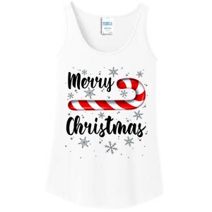 Candy Cane Merry Christmas Red And White Candy Snowflakes Ladies Essential Tank