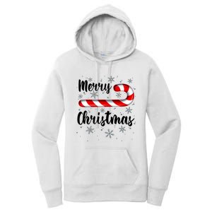 Candy Cane Merry Christmas Red And White Candy Snowflakes Women's Pullover Hoodie