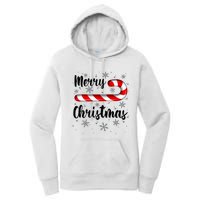 Candy Cane Merry Christmas Red And White Candy Snowflakes Women's Pullover Hoodie