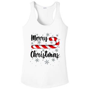 Candy Cane Merry Christmas Red And White Candy Snowflakes Ladies PosiCharge Competitor Racerback Tank