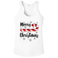 Candy Cane Merry Christmas Red And White Candy Snowflakes Ladies PosiCharge Competitor Racerback Tank