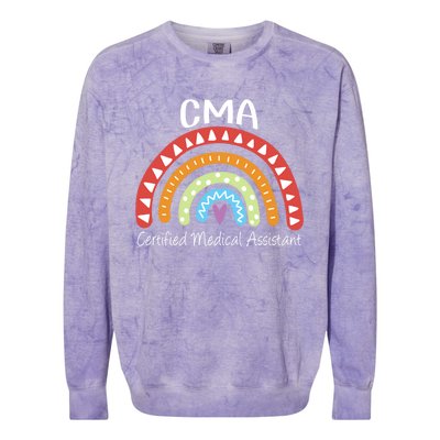 Cma Certified Medical Assistant Rainbow Nurse Gift Colorblast Crewneck Sweatshirt