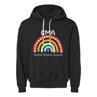 Cma Certified Medical Assistant Rainbow Nurse Gift Garment-Dyed Fleece Hoodie