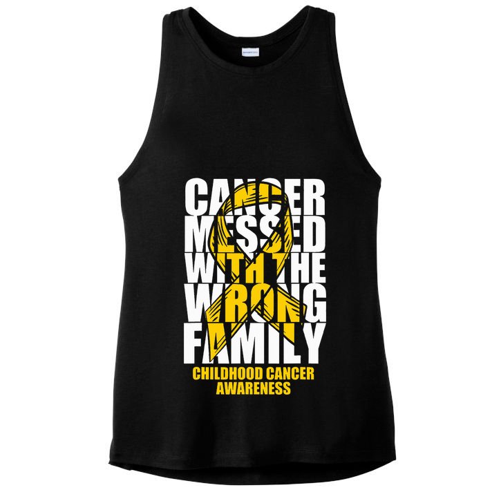 Childhood Cancer Messed With The Wrong Family Ribbon Gift Ladies PosiCharge Tri-Blend Wicking Tank