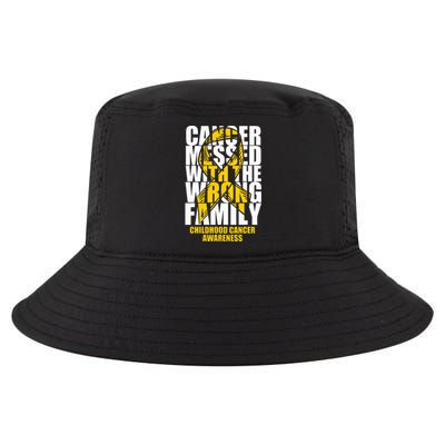 Childhood Cancer Messed With The Wrong Family Ribbon Gift Cool Comfort Performance Bucket Hat