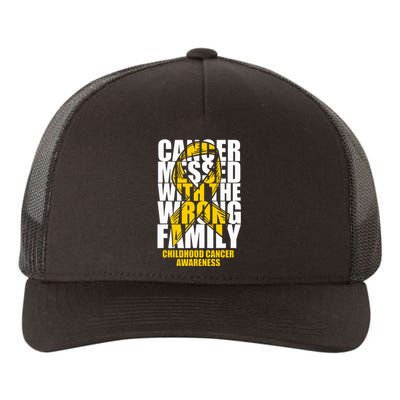 Childhood Cancer Messed With The Wrong Family Ribbon Gift Yupoong Adult 5-Panel Trucker Hat