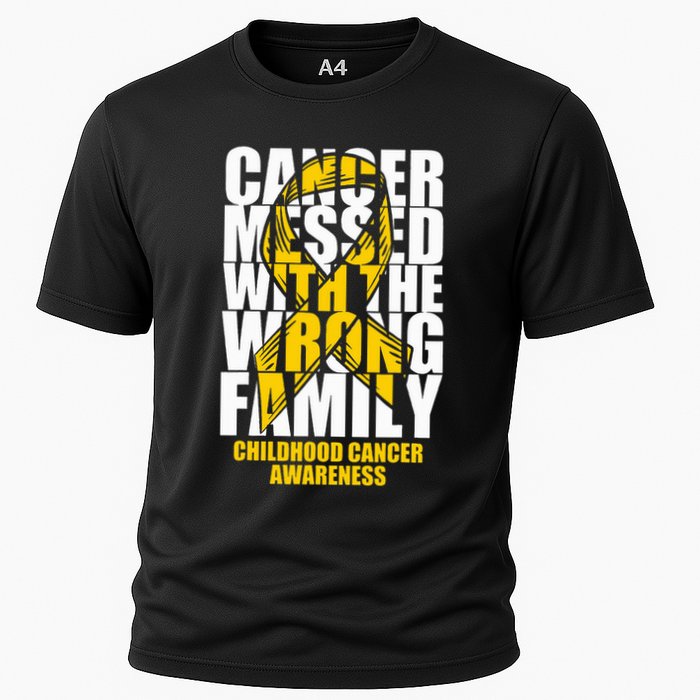 Childhood Cancer Messed With The Wrong Family Ribbon Gift Cooling Performance Crew T-Shirt