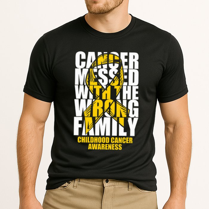 Childhood Cancer Messed With The Wrong Family Ribbon Gift Cooling Performance Crew T-Shirt