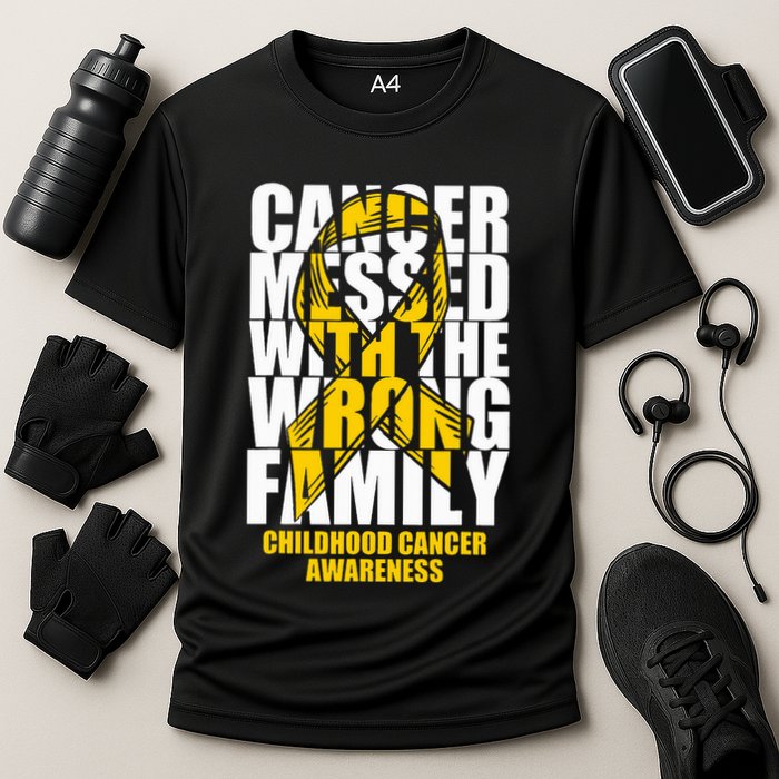Childhood Cancer Messed With The Wrong Family Ribbon Gift Cooling Performance Crew T-Shirt