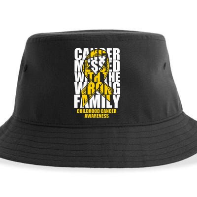 Childhood Cancer Messed With The Wrong Family Ribbon Gift Sustainable Bucket Hat