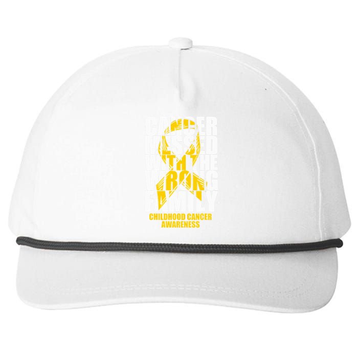 Childhood Cancer Messed With The Wrong Family Ribbon Gift Snapback Five-Panel Rope Hat