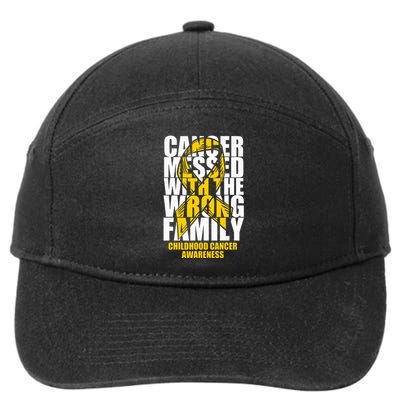 Childhood Cancer Messed With The Wrong Family Ribbon Gift 7-Panel Snapback Hat