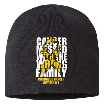 Childhood Cancer Messed With The Wrong Family Ribbon Gift Sustainable Beanie